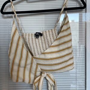 Lulus Striped Wrap Crop Top